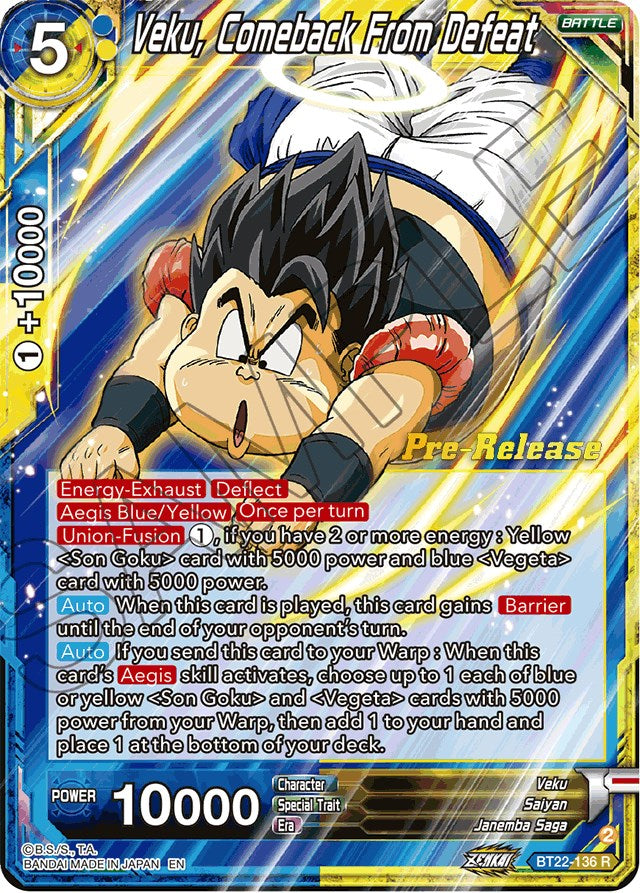 Veku, Comeback From Defeat (BT22-136) [Critical Blow Prerelease Promos] | Cracking-Singles