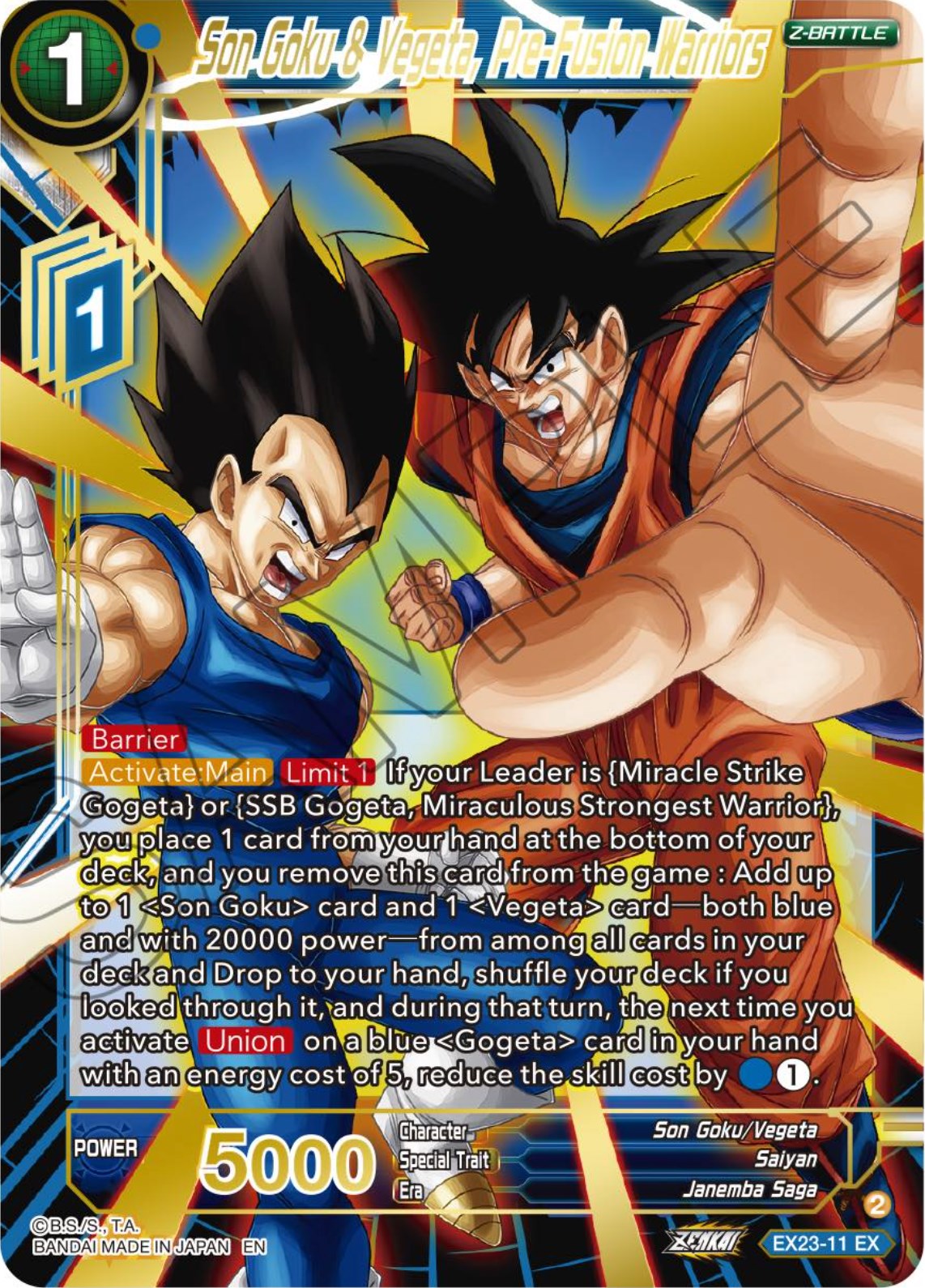 Son Goku & Vegeta, Pre-Fusion Warriors (EX23-11) [Premium Anniversary Box 2023] | Cracking-Singles