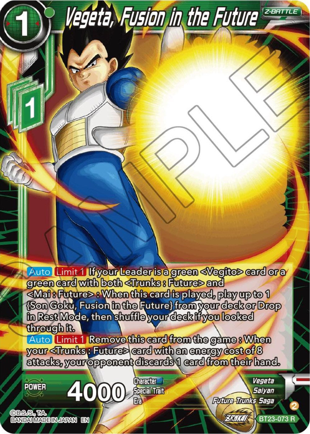 Vegeta, Fusion in the Future (BT23-073) [Perfect Combination] | Cracking-Singles