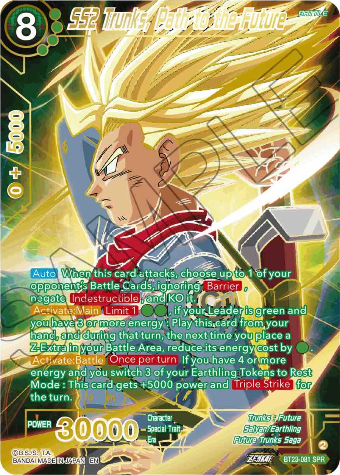 SS2 Trunks, Path to the Future (SPR) (BT23-081) [Perfect Combination] | Cracking-Singles