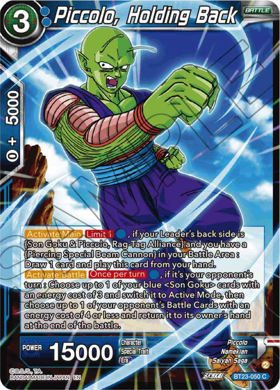 Piccolo, Holding Back (BT23-050) [Perfect Combination] | Cracking-Singles