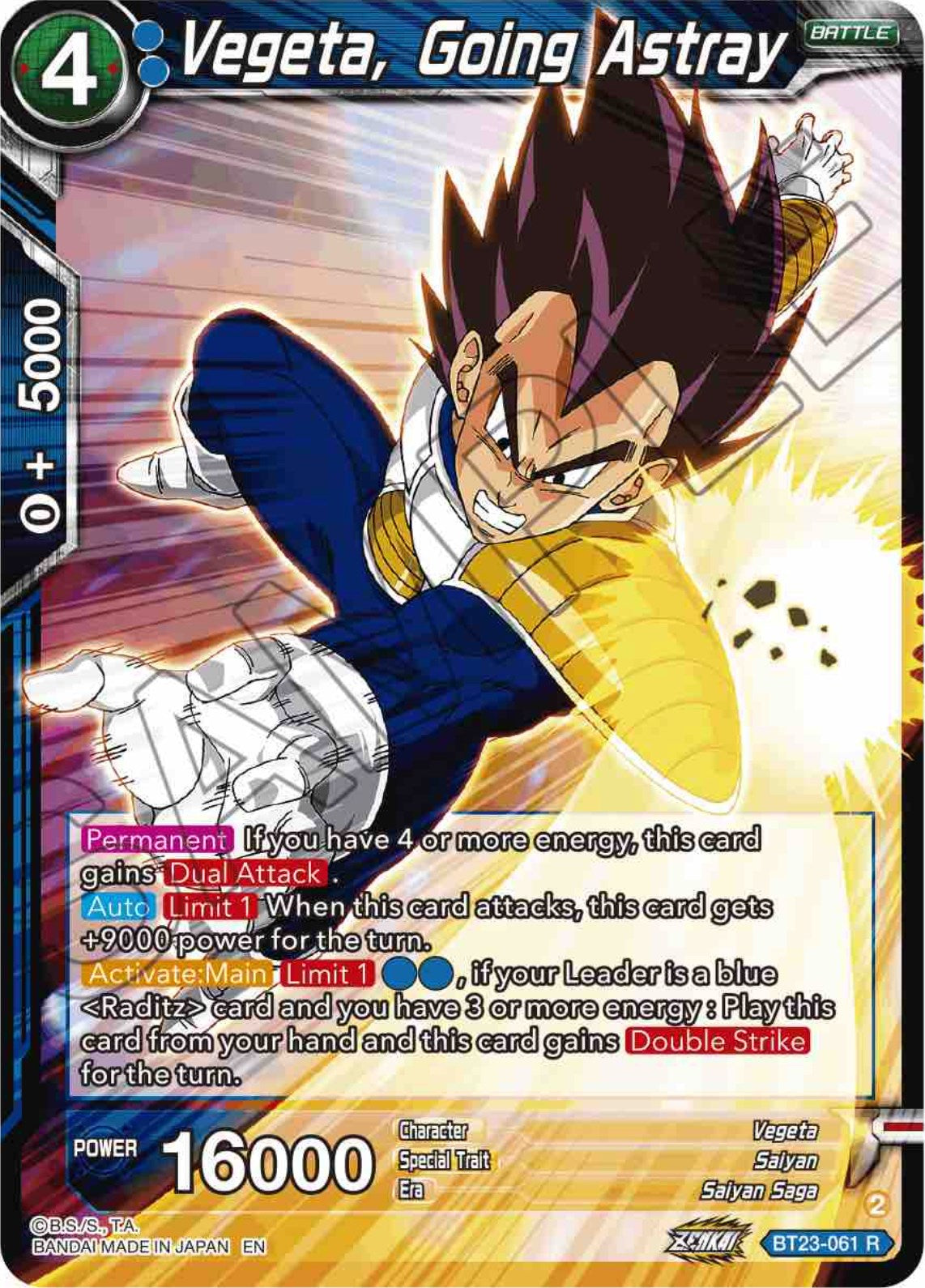 Vegeta, Going Astray (BT23-061) [Perfect Combination] | Cracking-Singles