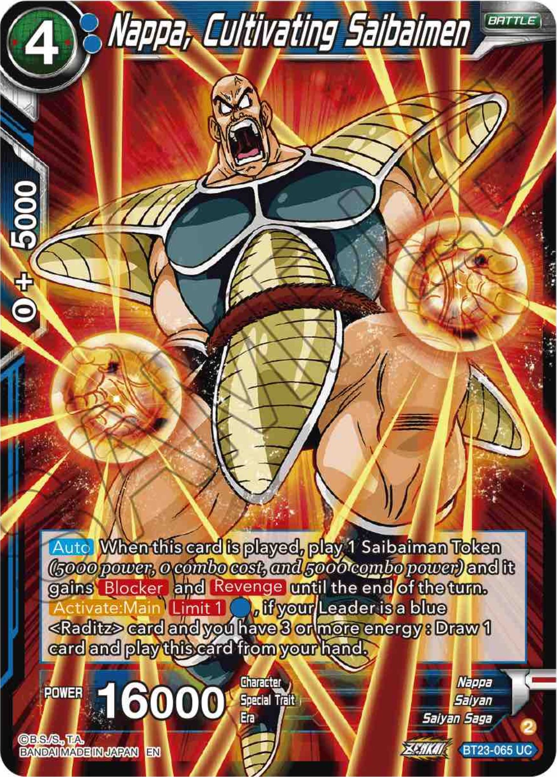 Nappa, Cultivating Saibaimen (BT23-065) [Perfect Combination] | Cracking-Singles