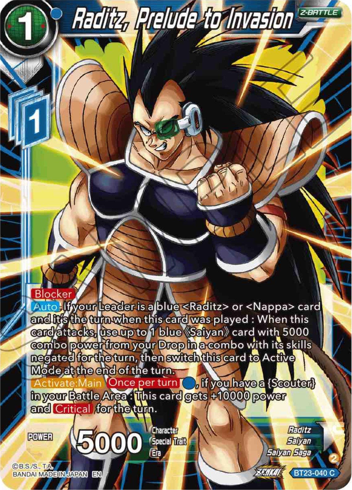 Raditz, Prelude to Invasion (BT23-040) [Perfect Combination] | Cracking-Singles