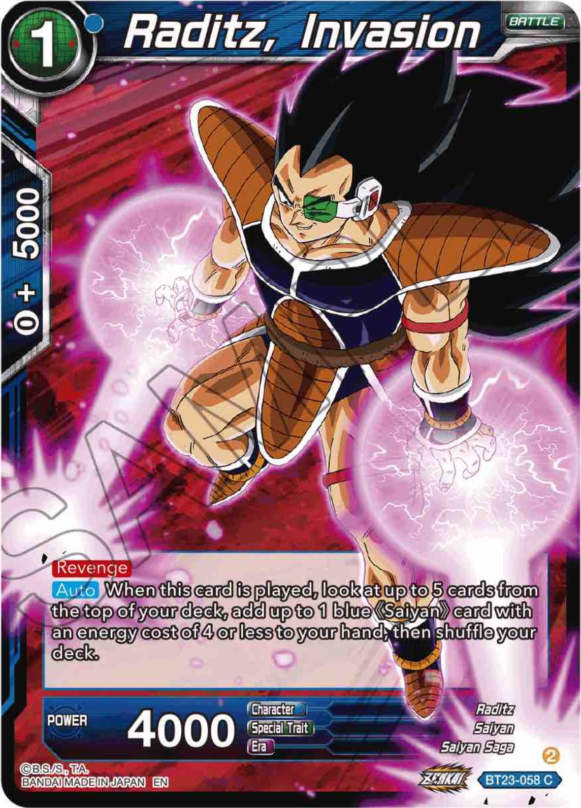 Raditz, Invasion (BT23-058) [Perfect Combination] | Cracking-Singles