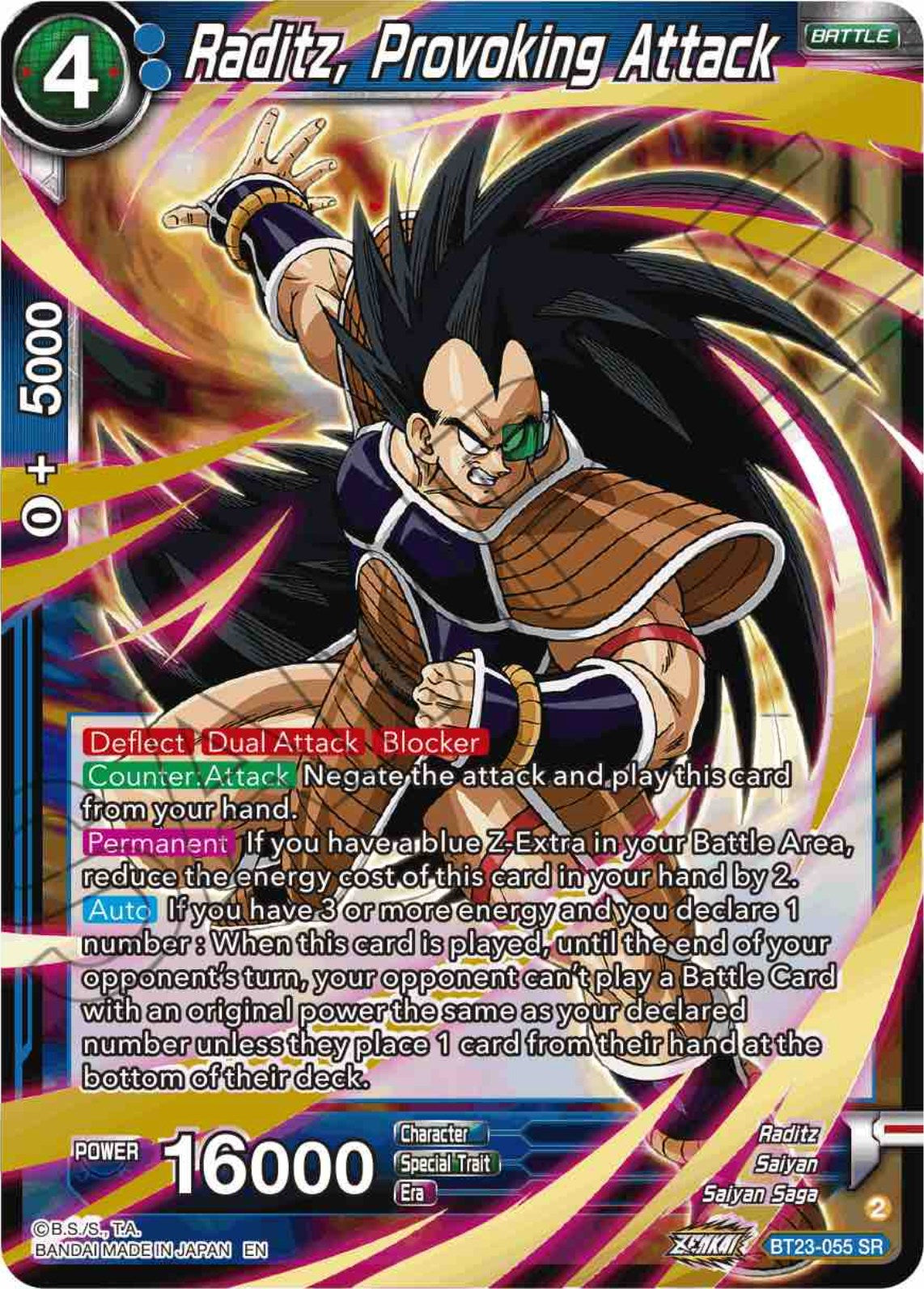 Raditz, Provoking Attack (BT23-055) [Perfect Combination] | Cracking-Singles