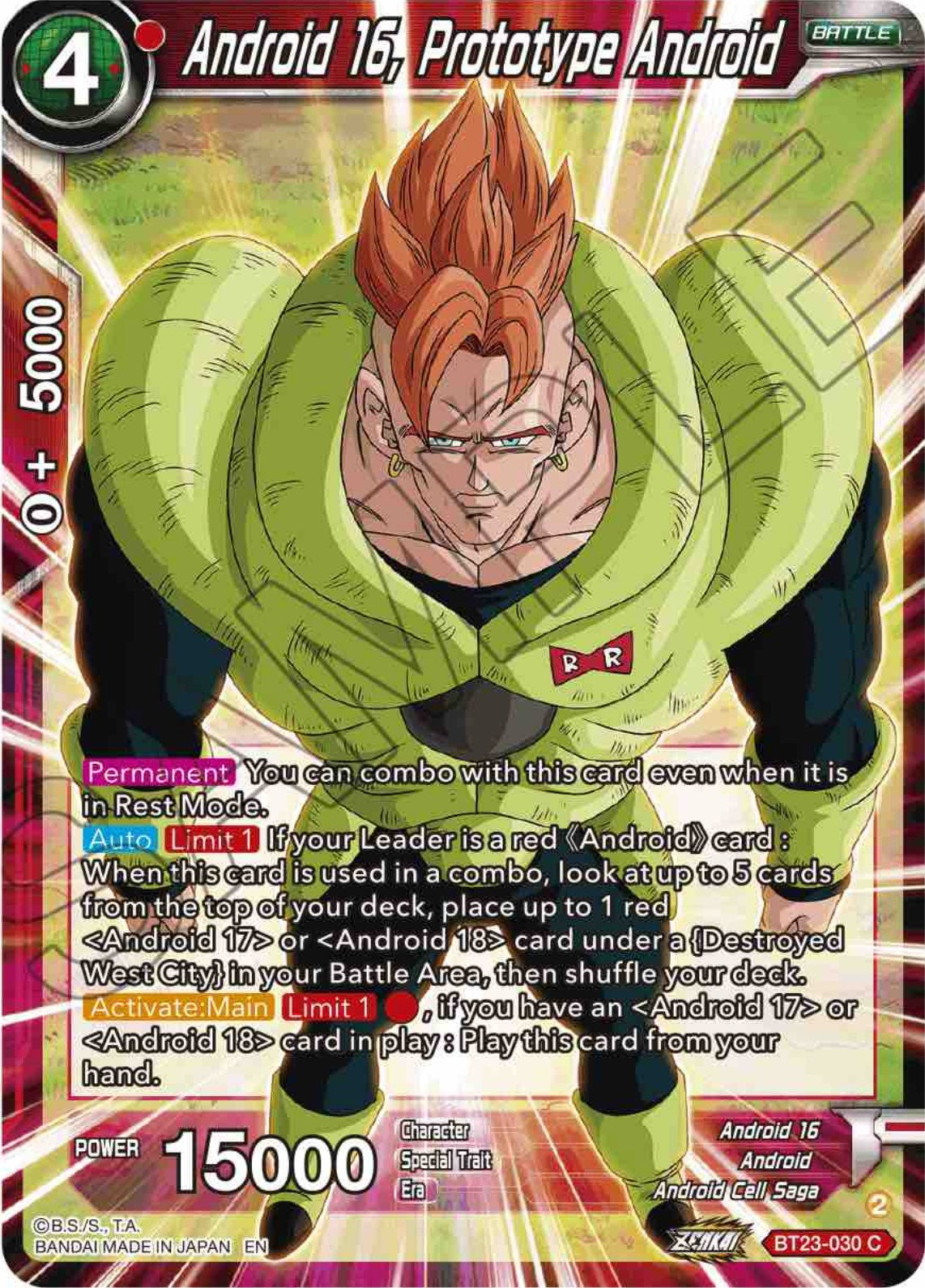 Android 16, Prototype Android (BT23-030) [Perfect Combination] | Cracking-Singles