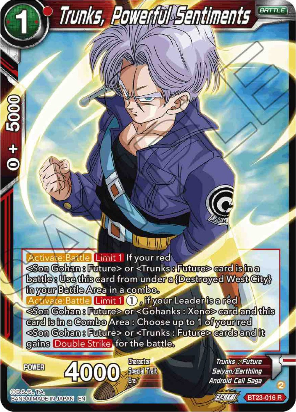 Trunks, Powerful Sentiments (BT23-016) [Perfect Combination] | Cracking-Singles