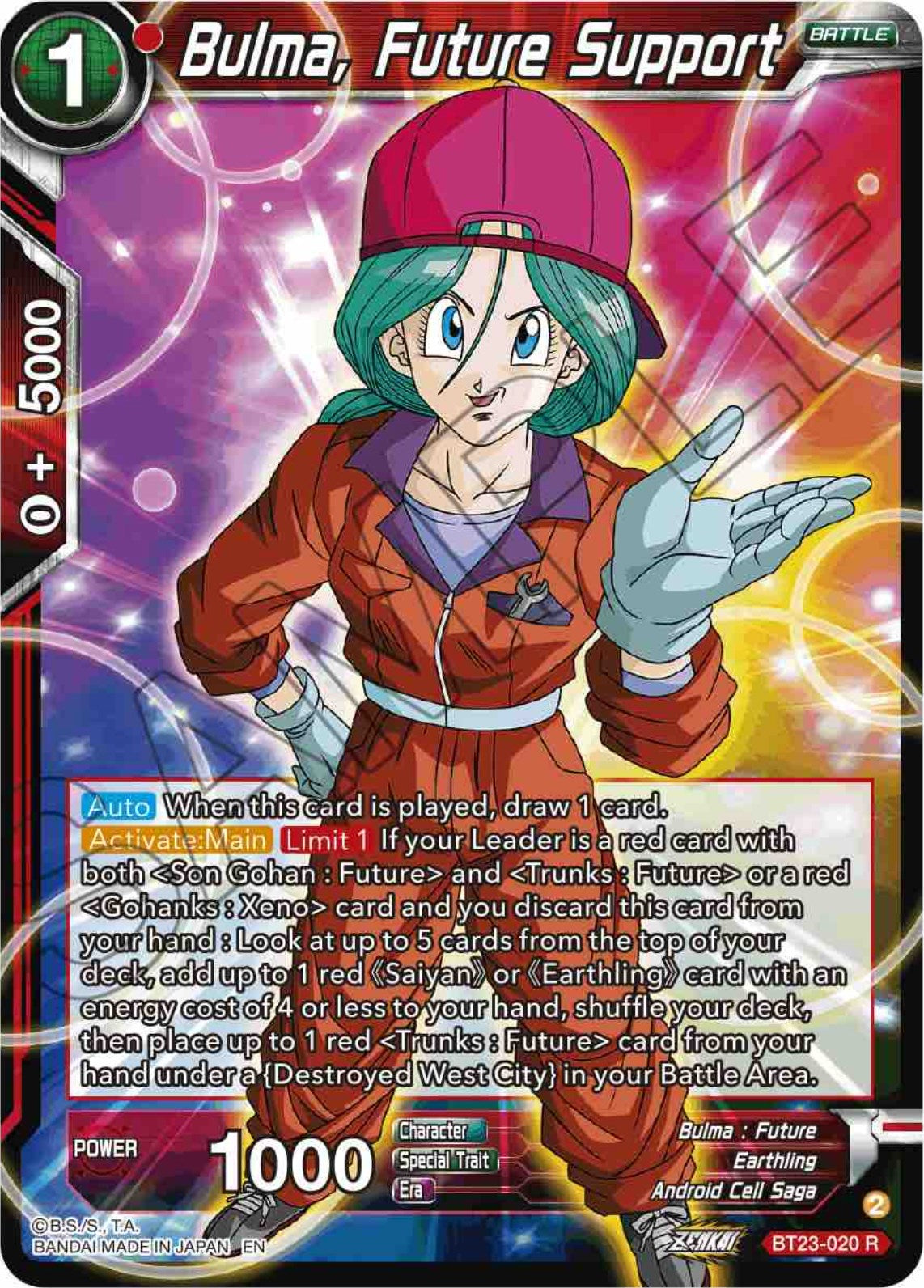 Bulma, Future Support (BT23-020) [Perfect Combination] | Cracking-Singles