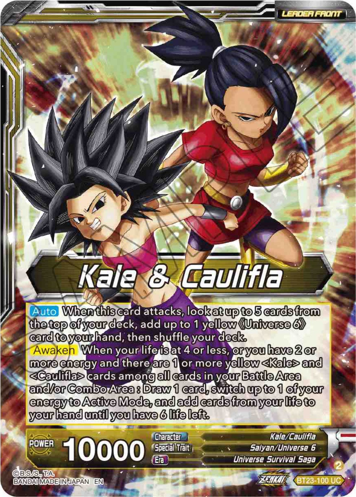 Kale & Caulifla // Kefla, Potara-Fusion Dilemma (BT23-100) [Perfect Combination] | Cracking-Singles