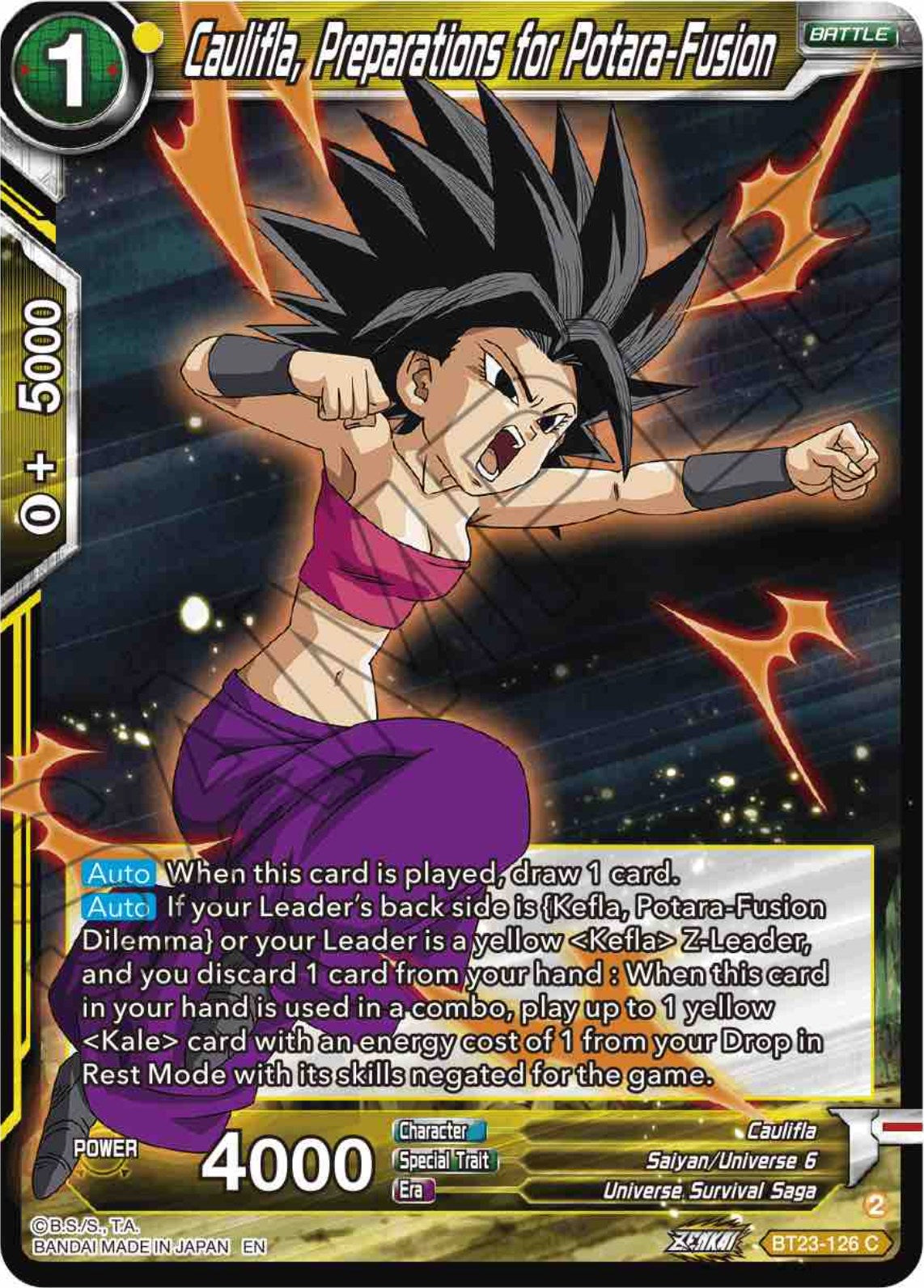 Caulifla, Preparations for Potara-Fusion (BT23-126) [Perfect Combination] | Cracking-Singles