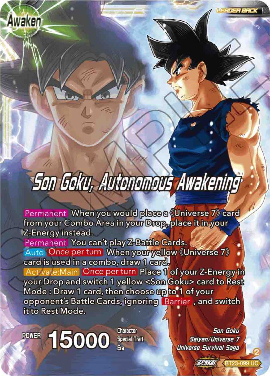 SSB Son Goku // Son Goku, Autonomous Awakening (BT23-099) [Perfect Combination] | Cracking-Singles