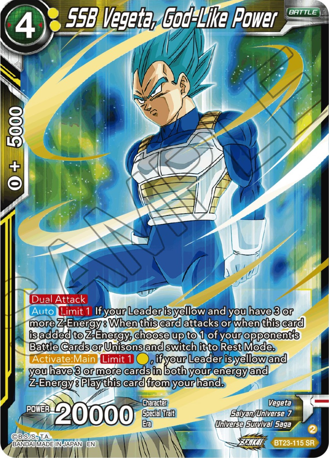 SSB Vegeta, God-Like Power (BT23-115) [Perfect Combination] | Cracking-Singles