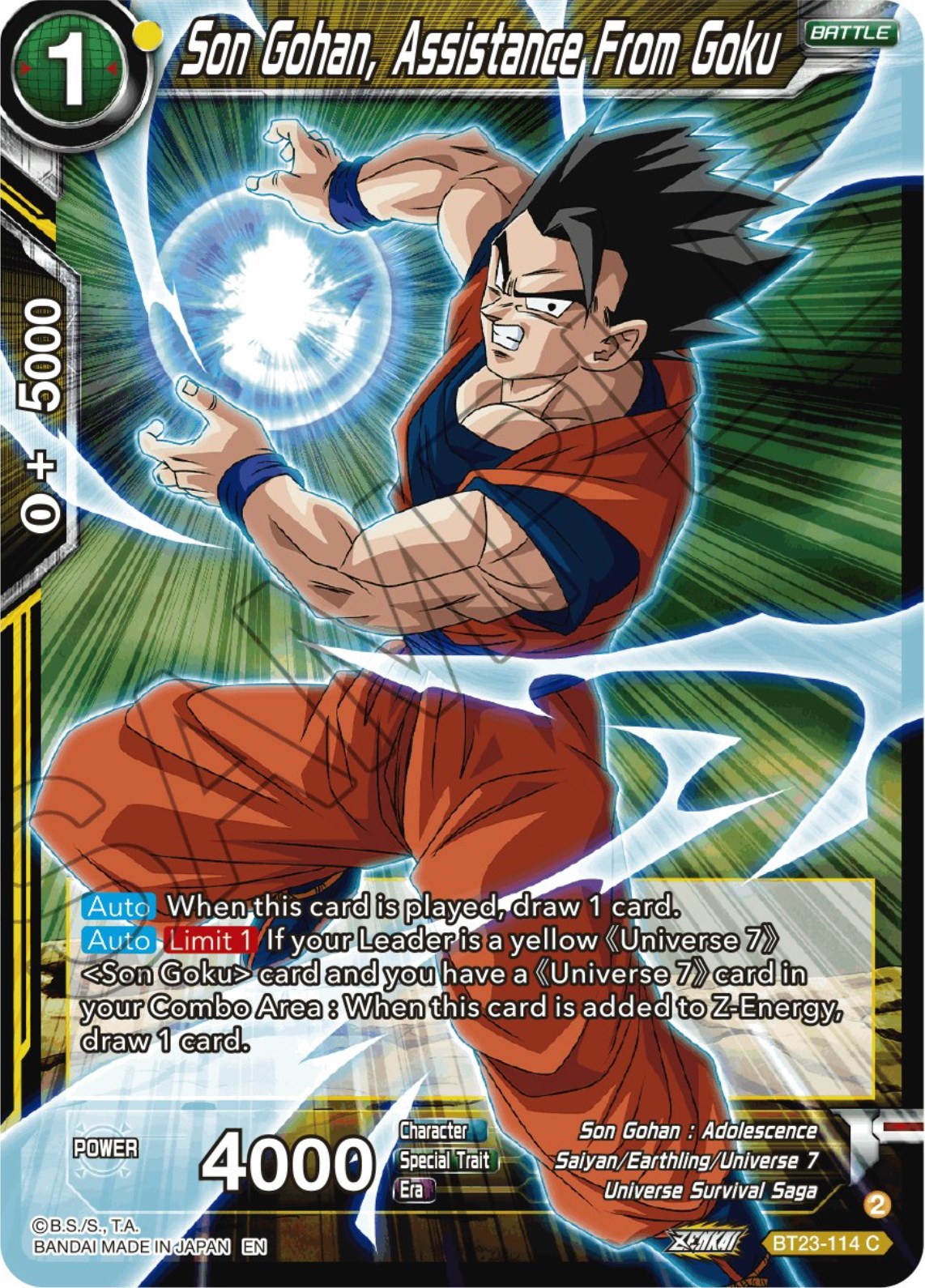 Son Gohan, Assistance From Goku (BT23-114) [Perfect Combination] | Cracking-Singles