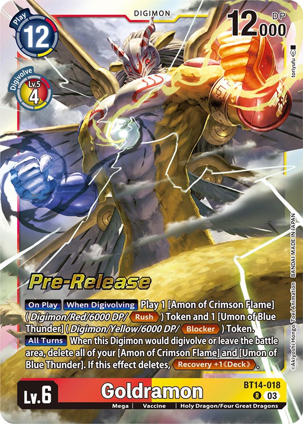 Goldramon [BT14-018] [Blast Ace Pre-Release Cards] | Cracking-Singles