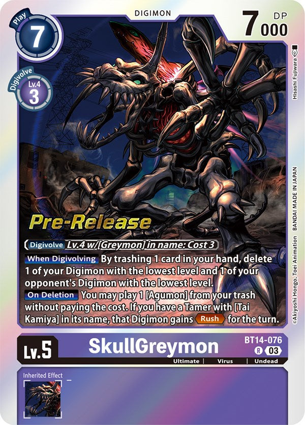 SkullGreymon [BT14-076] [Blast Ace Pre-Release Cards] | Cracking-Singles