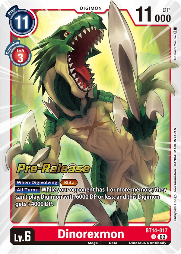 Dinorexmon [BT14-017] [Blast Ace Pre-Release Cards] | Cracking-Singles