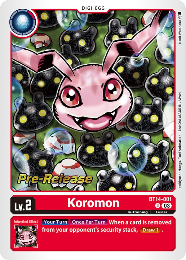 Koromon [BT14-001] [Blast Ace Pre-Release Cards] | Cracking-Singles