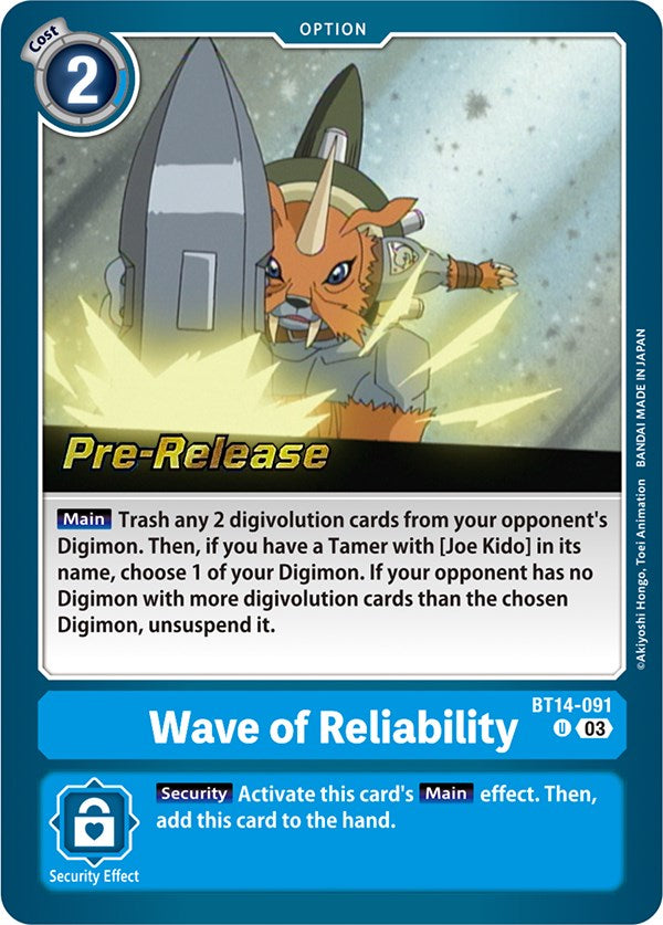 Wave of Reliability [BT14-091] [Blast Ace Pre-Release Cards] | Cracking-Singles