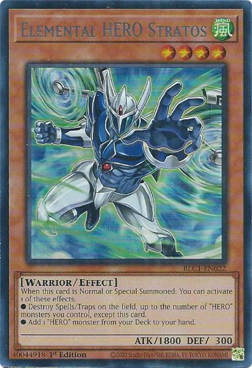 Elemental HERO Stratos (Alternate Art) (Silver) [BLC1-EN022] Ultra Rare | Cracking-Singles