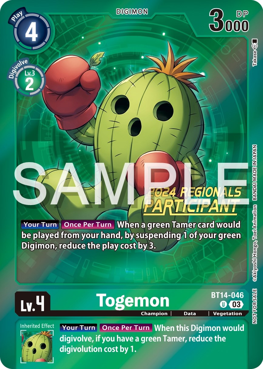 Togemon [BT14-046] (2024 Regionals Participant) [Blast Ace Promos] | Cracking-Singles