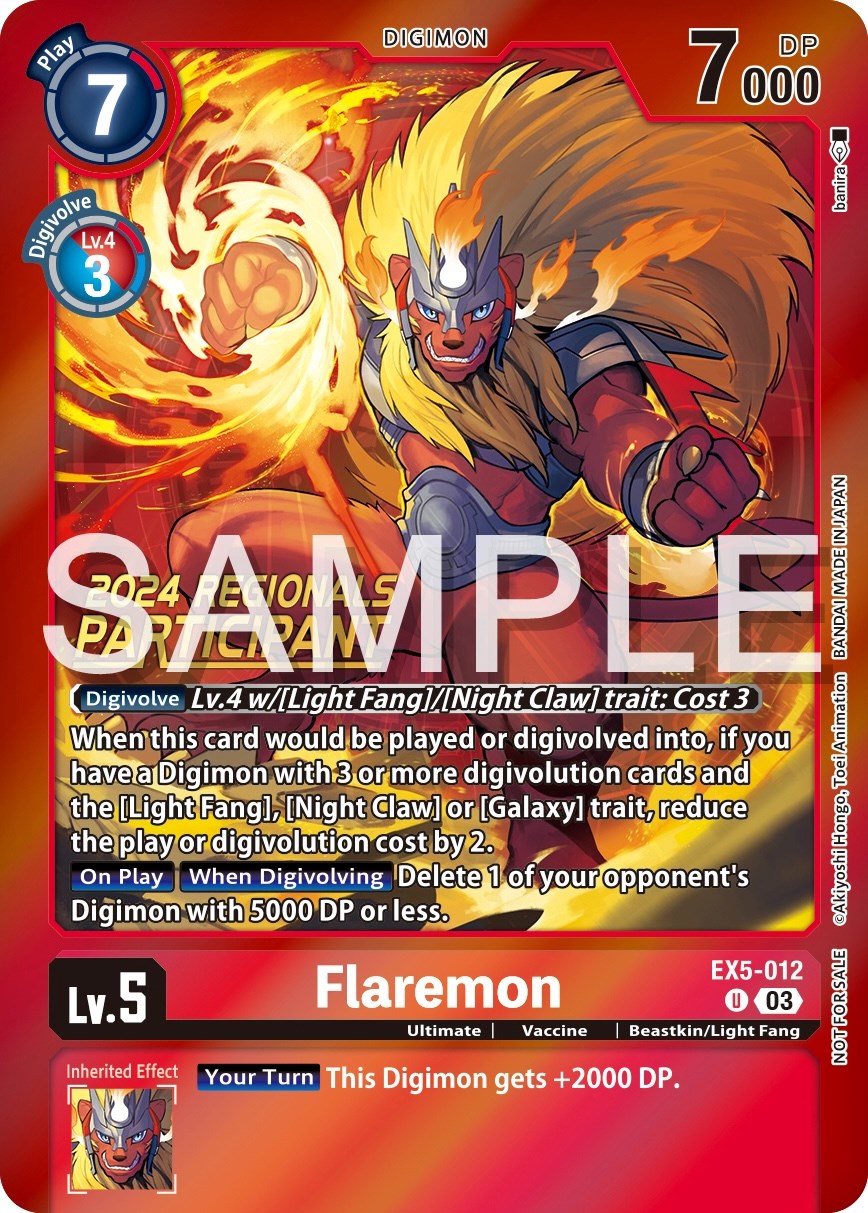 Flaremon [EX5-012] (2024 Regionals Participant) [Animal Colosseum Promos] | Cracking-Singles