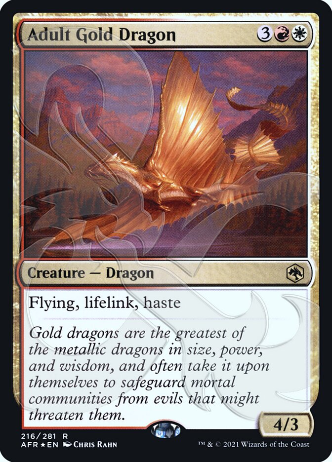 Adult Gold Dragon (Ampersand Promo) [Dungeons & Dragons: Adventures in the Forgotten Realms Promos] | Cracking-Singles