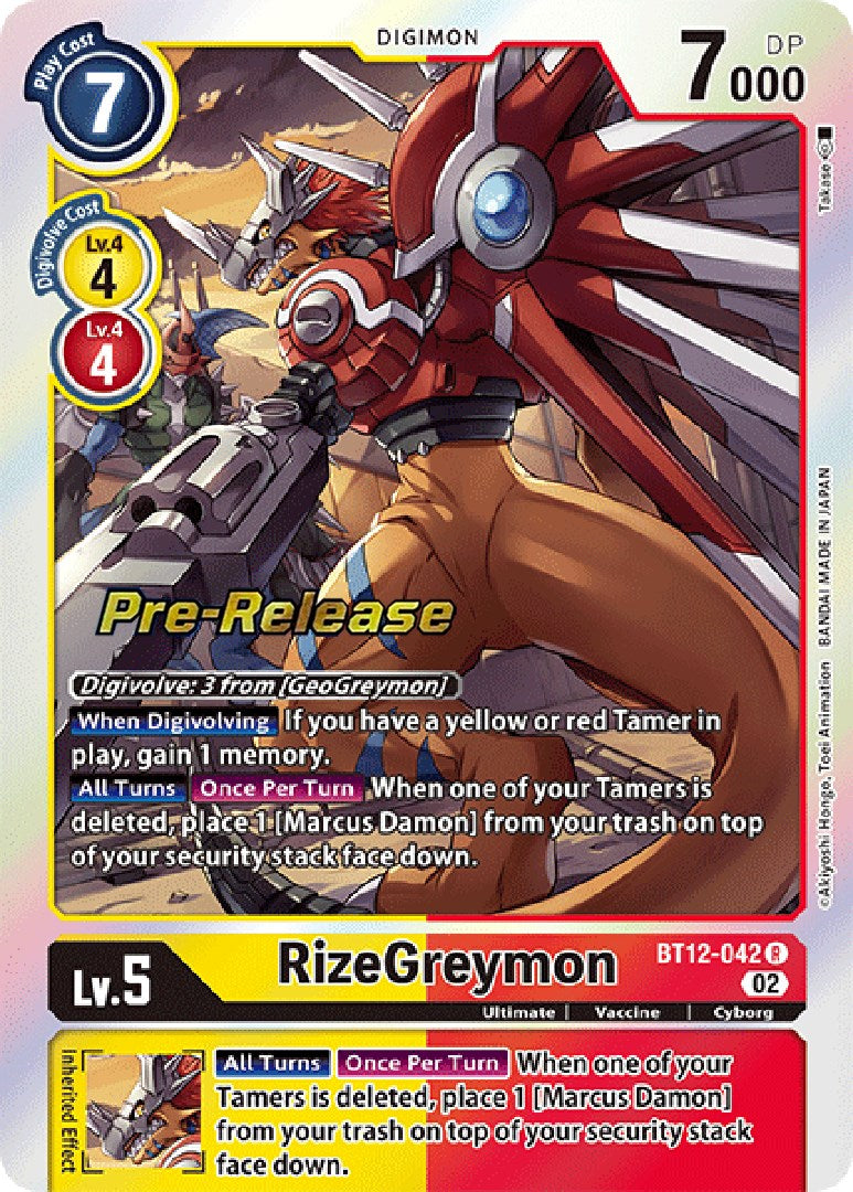 RizeGreymon [BT12-042] [Across Time Pre-Release Cards] | Cracking-Singles