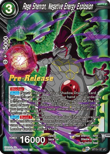 Rage Shenron, Negative Energy Explosion (BT15-137) [Saiyan Showdown Prerelease Promos] | Cracking-Singles