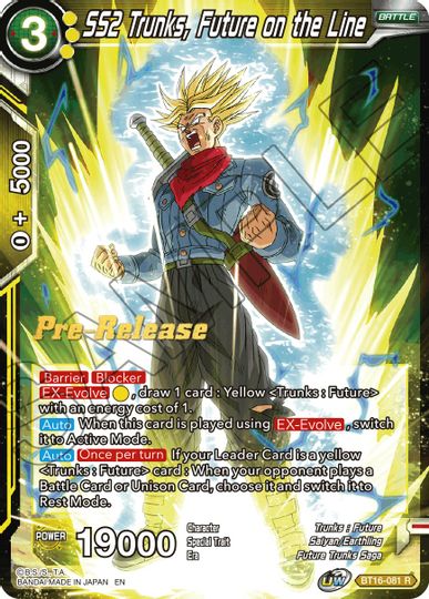 SS2 Trunks, Future on the Line (BT16-081) [Realm of the Gods Prerelease Promos] | Cracking-Singles