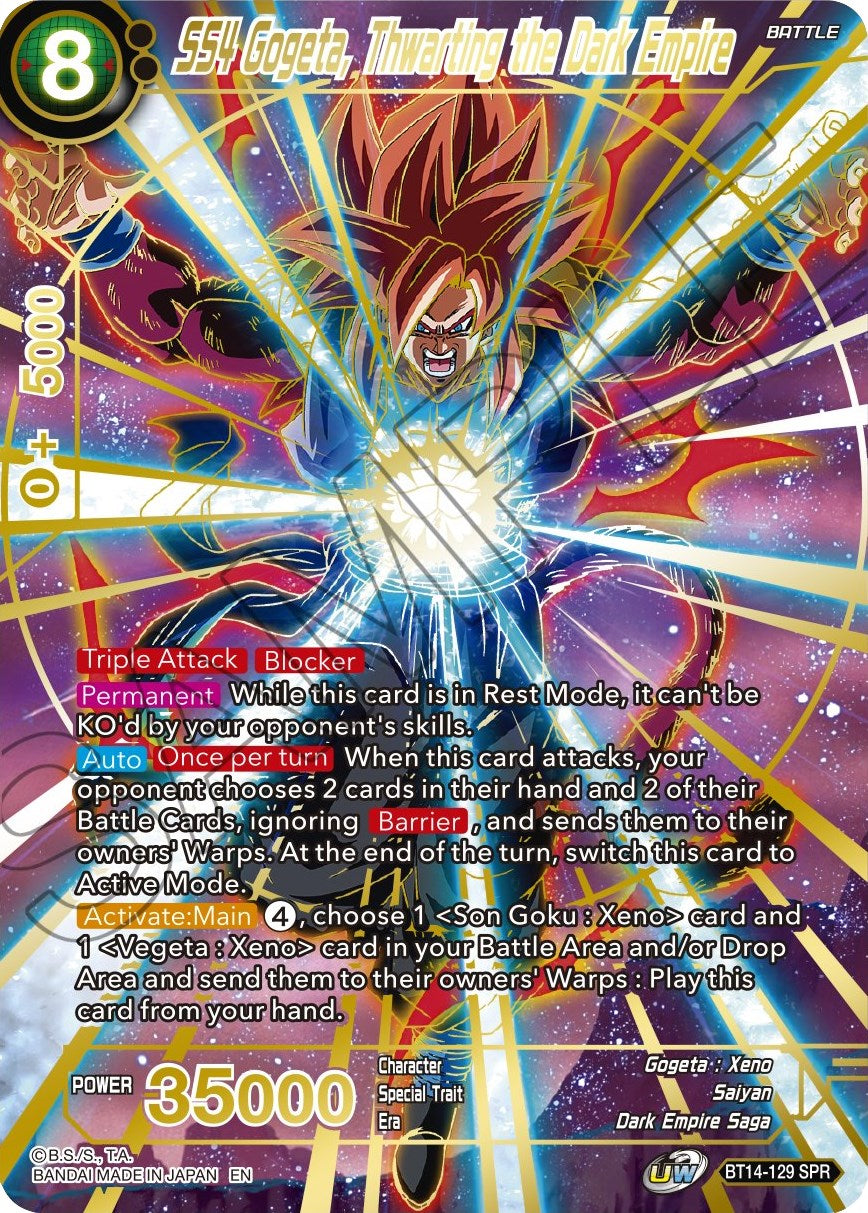 SS4 Gogeta, Thwarting the Dark Empire (SPR) (BT14-129) [Cross Spirits] | Cracking-Singles