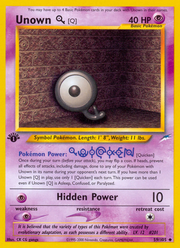 Unown [Q] (59/105) [Neo Destiny 1st Edition] | Cracking-Singles