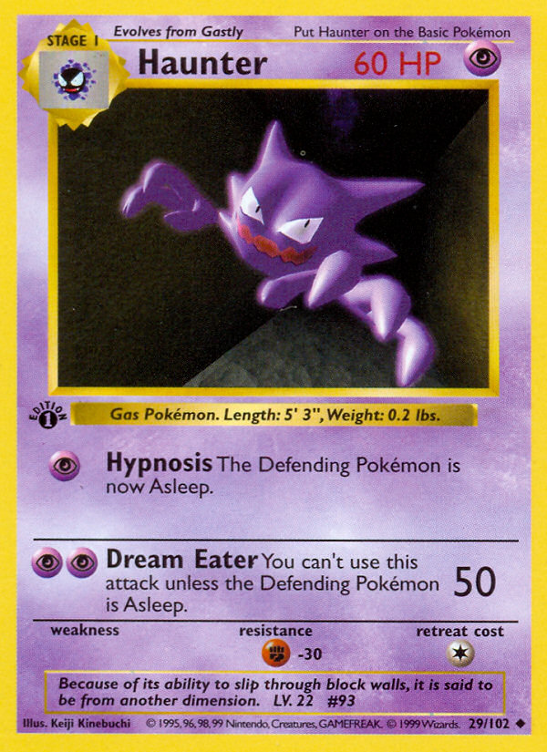 Haunter (29/102) (Shadowless) [Base Set 1st Edition] | Cracking-Singles