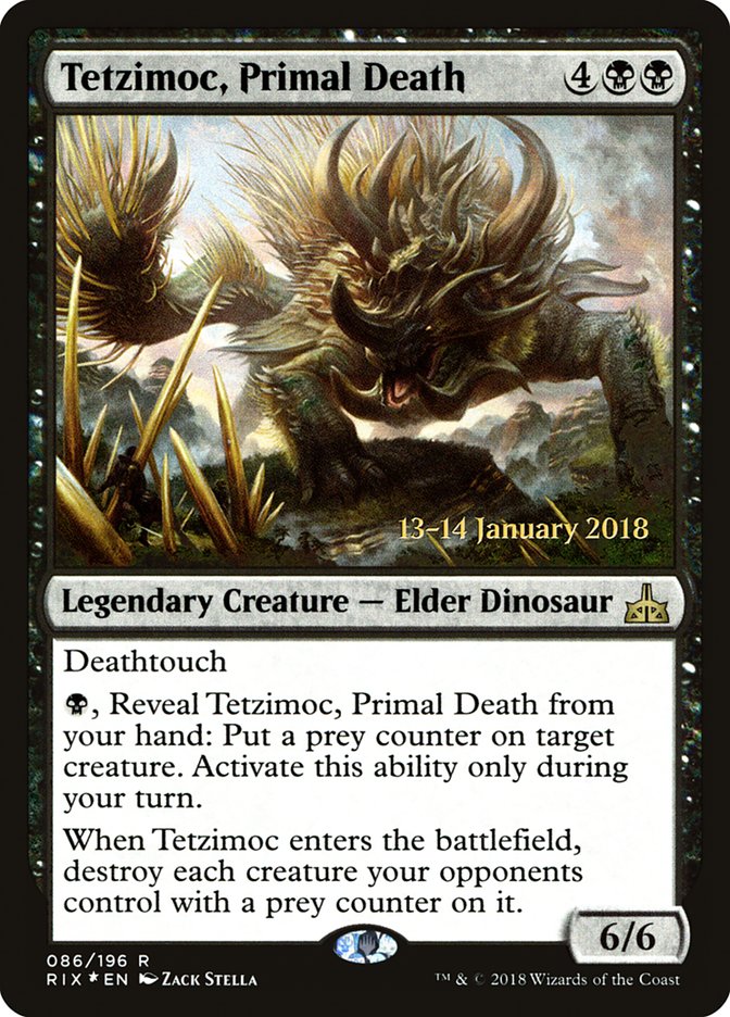 Tetzimoc, Primal Death [Rivals of Ixalan Prerelease Promos] | Cracking-Singles