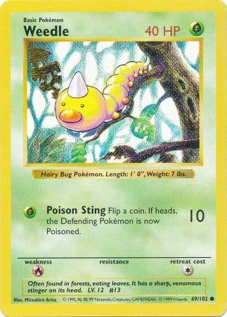 Weedle (69/102) [Base Set Shadowless Unlimited] | Cracking-Singles