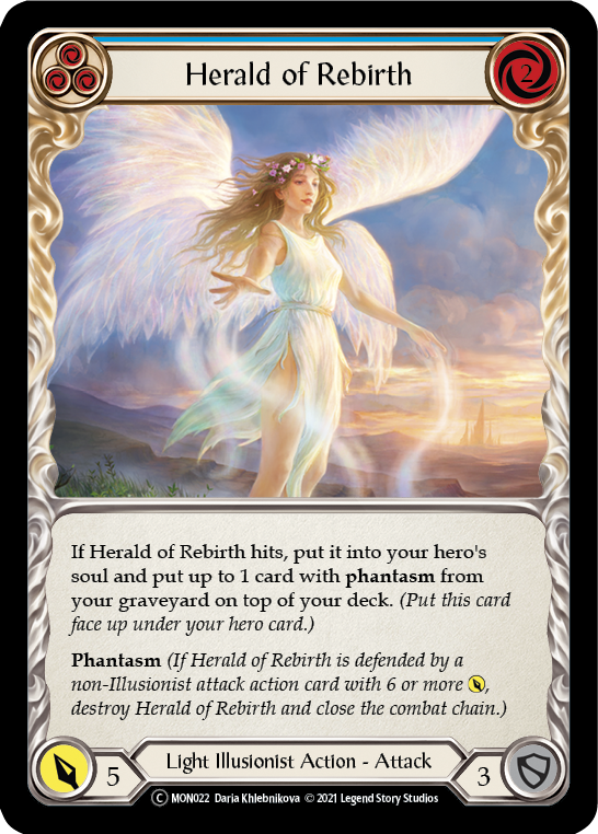 Herald of Rebirth (Blue) (Rainbow Foil) [U-MON022-RF] Unlimited Rainbow Foil | Cracking-Singles