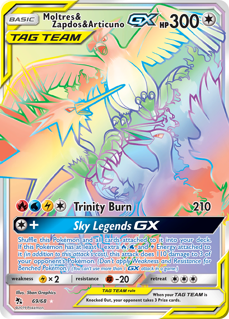 Moltres & Zapdos & Articuno GX (69/68) [Sun & Moon: Hidden Fates] | Cracking-Singles