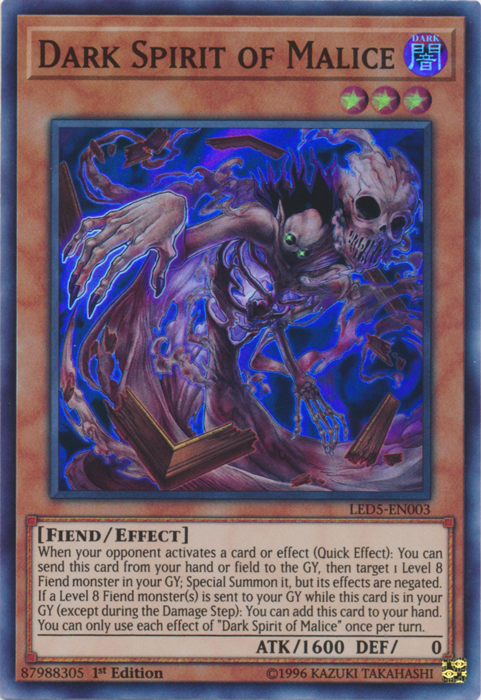 Dark Spirit of Malice [LED5-EN003] Super Rare | Cracking-Singles