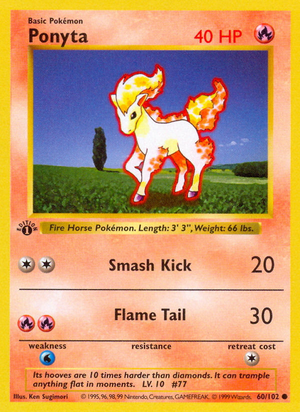 Ponyta (60/102) (Shadowless) [Base Set 1st Edition] | Cracking-Singles