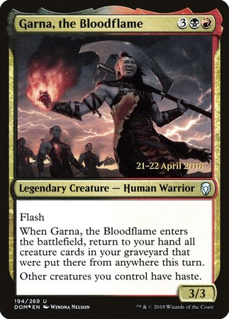 Garna, the Bloodflame [Dominaria Promos] | Cracking-Singles