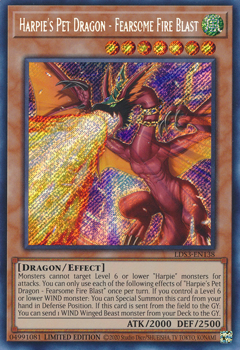 Harpie's Pet Dragon - Fearsome Fire Blast [LDS3-EN138] Secret Rare | Cracking-Singles