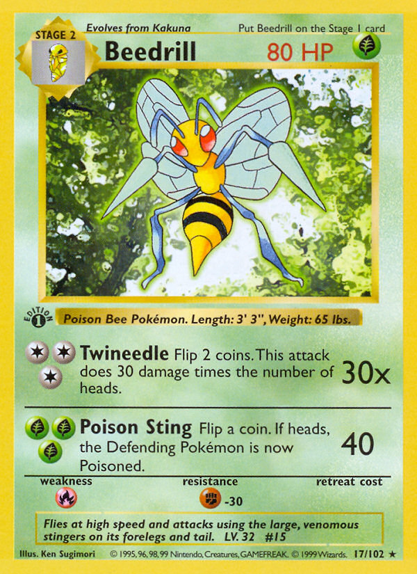 Beedrill (17/102) (Shadowless) [Base Set 1st Edition] | Cracking-Singles