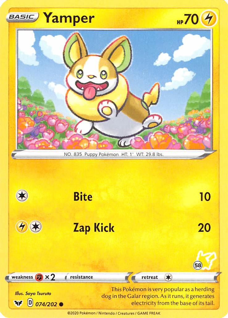 Yamper (074/202) (Pikachu Stamp #58) [Battle Academy 2022] | Cracking-Singles