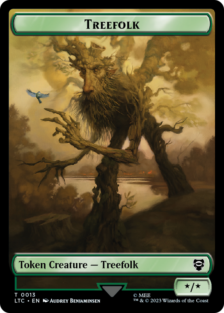 Beast // Treefolk Double Sided Token [The Lord of the Rings: Tales of Middle-Earth Commander Tokens] | Cracking-Singles