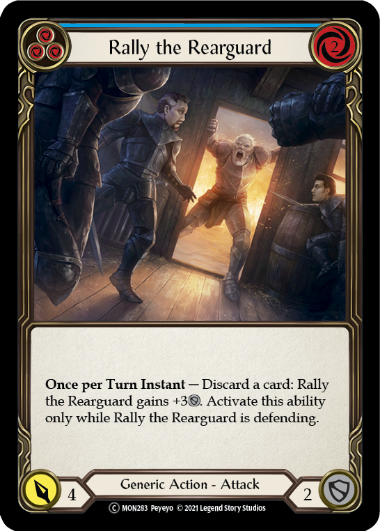 Rally the Rearguard (Blue) (Rainbow Foil) [U-MON283-RF] Unlimited Rainbow Foil | Cracking-Singles