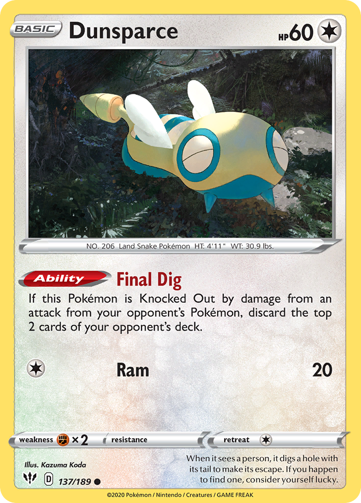 Dunsparce (137/189) [Sword & Shield: Darkness Ablaze] | Cracking-Singles