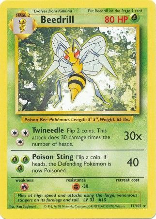 Beedrill (17/102) [Base Set Unlimited] | Cracking-Singles