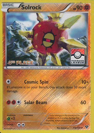 Solrock (64/146) (4th Place League Challenge Promo) [XY: Base Set] | Cracking-Singles