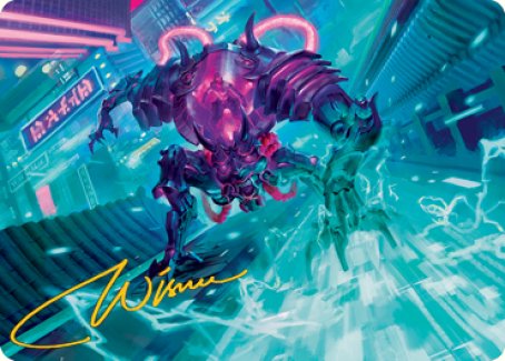 Surgehacker Mech Art Card (Gold-Stamped Signature) [Kamigawa: Neon Dynasty Art Series] | Cracking-Singles