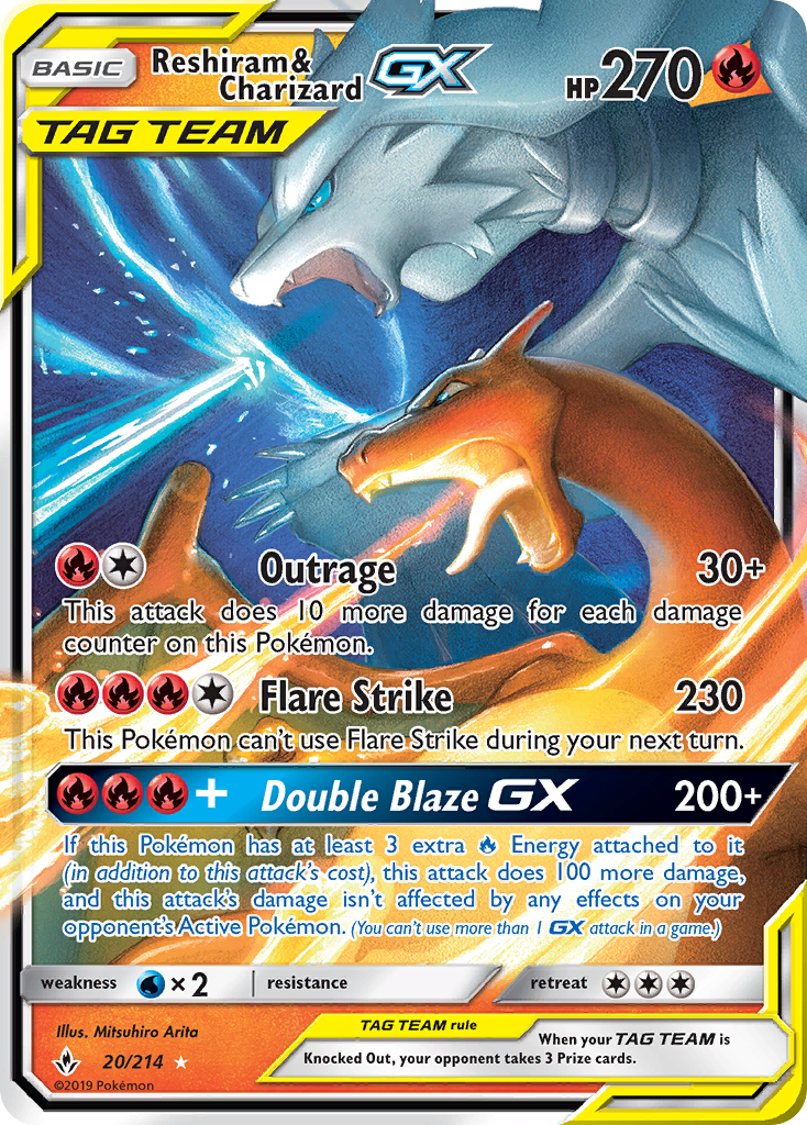 Reshiram & Charizard GX (20/214) [Sun & Moon: Unbroken Bonds] | Cracking-Singles